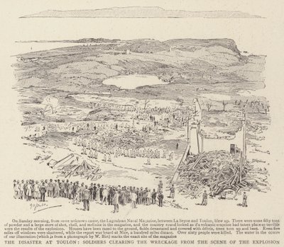 トゥーロンでの災害、兵士たちは爆発の現場から残骸を片付ける 作： George Kingston Jones